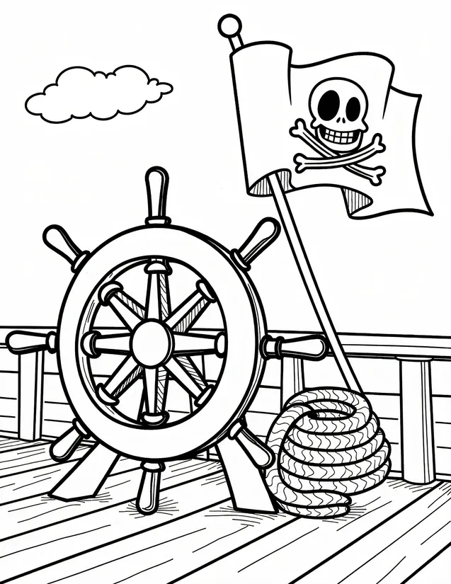 The Ship's Helm | Free Coloring Page | Color It Daily | Color It Daily